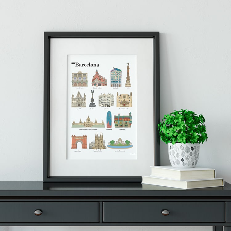 Poster places to visit in Barcelona - P