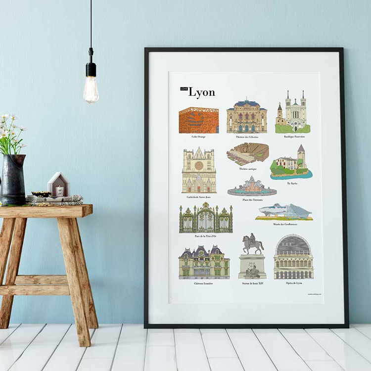 Poster lieux à visiter à Lyon - G