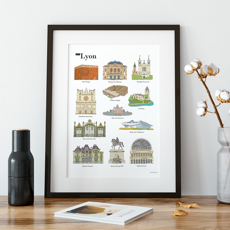 Poster lieux à visiter à Lyon - M