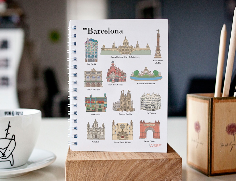 cuaderno espiral original monumentos de Barcelona cubren