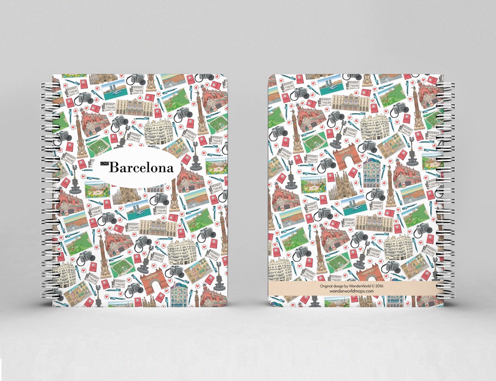 original cuaderno espiral Barcelona imagen de mosaico