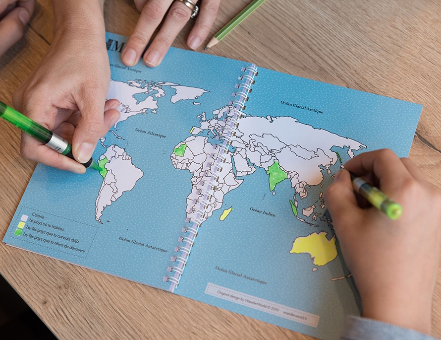 mapa del mundo del diario de viaje virgen