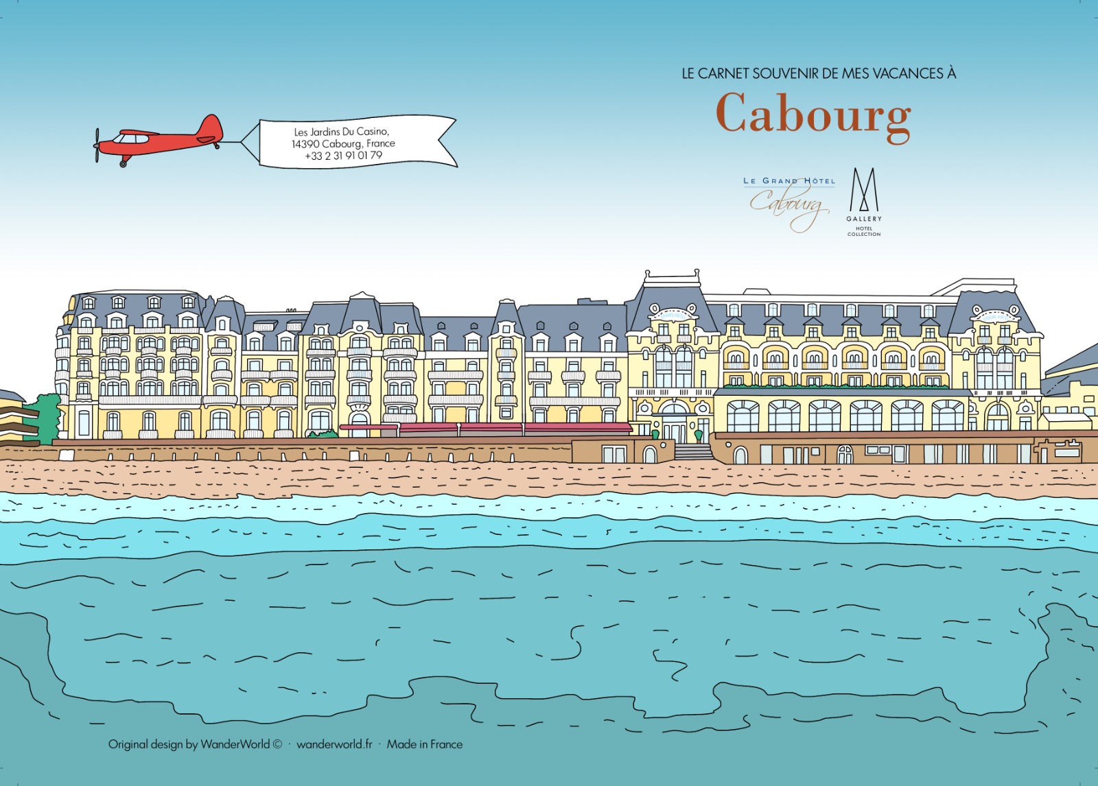 Illustration du Grand Hôtel de Cabourg situé en Normandie, France.