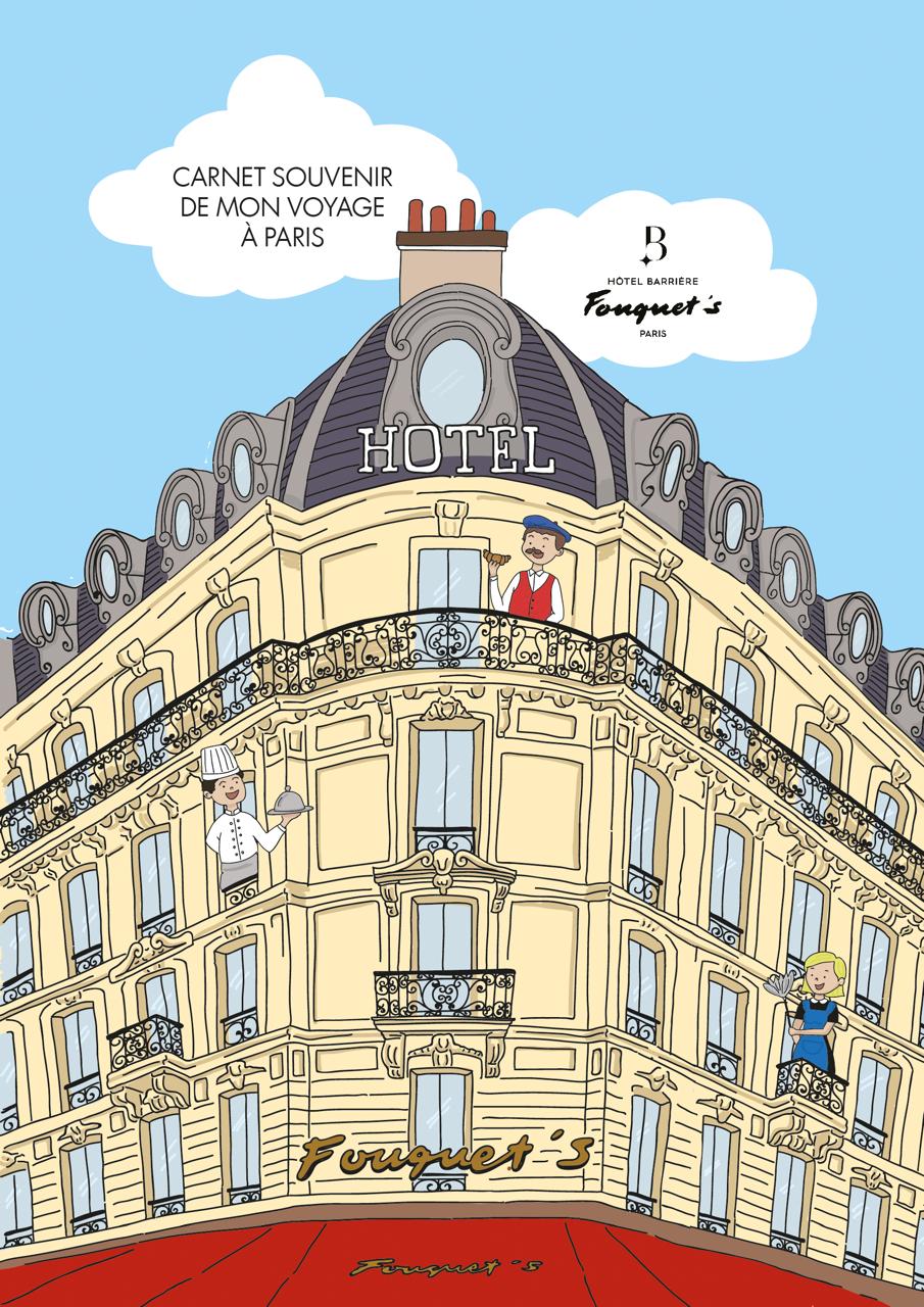 Carnet de voyage « Souvenir » créé par WanderWorld pour l'Hôtel Barrière Fouquet's à Paris.